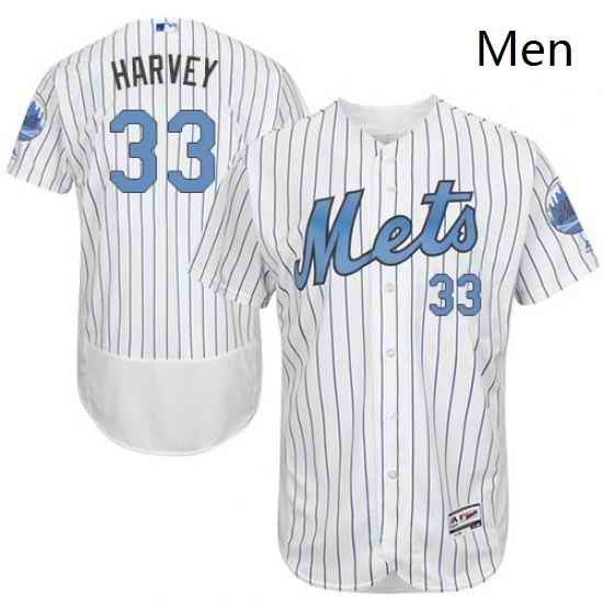 Mens Majestic New York Mets 33 Matt Harvey Authentic White 2016 Fathers Day Fashion Flex Base MLB Jersey
